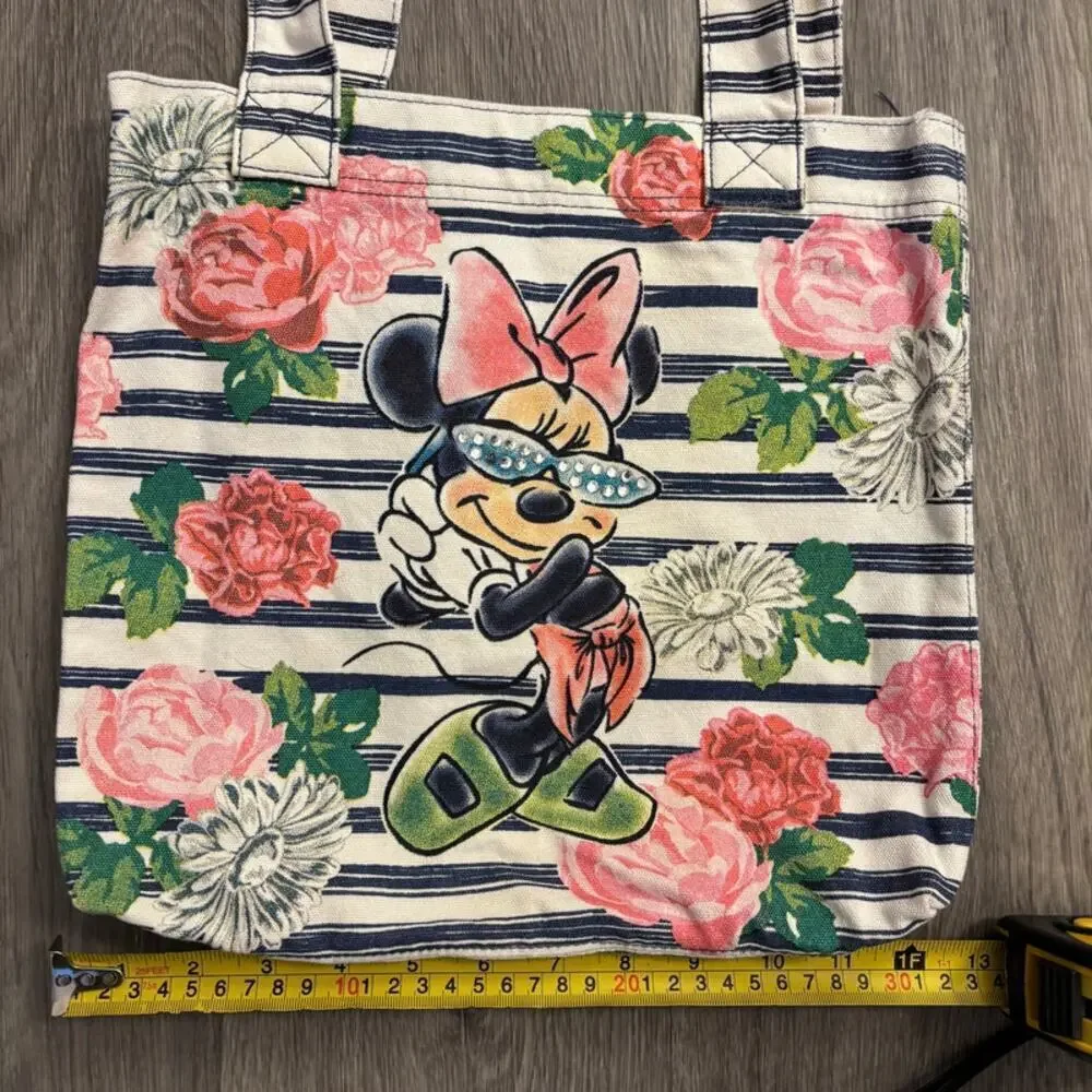Disney Parks Authentic Minnie Navy Blue Striped Bag Beach Resort